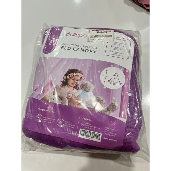 NEW Kids Glow Stars Bed Canopy Purple Ballepo Princess Fairy Bed Net Celestial - Picture 4 of 7
